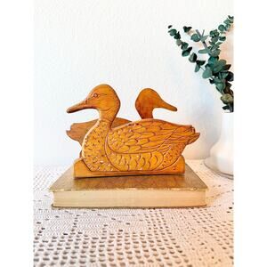 Hand Carved Wooden Duck Napkin Holder